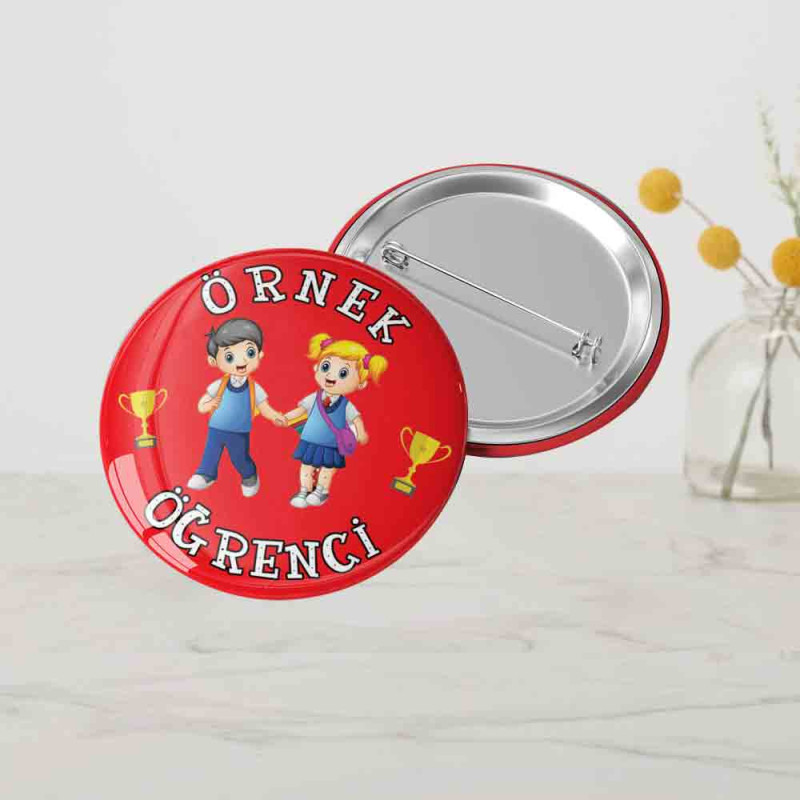 Örnek Öğrenci Yazılı Buton Rozeti - 55mm örnek öğrenci buton rozeti motivasyon ödülü