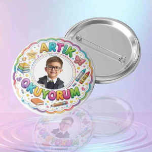 Fotoğraflı Artık Okuyorum Rozeti - Okuma Bayramı Motivasyon Ödülü Fotoğraflı Artık Okuyorum Rozeti - Okuma Bayramı Motivasyon Ödülü