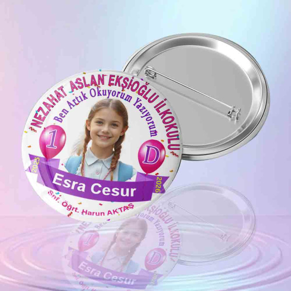 Okuma Bayramı Fotoğraflı Rozet Tasarımı fotografli-ve-isme-ozel-ben-artik-okuyorum-yaziyorum-yazili-okul-yaka-rozeti