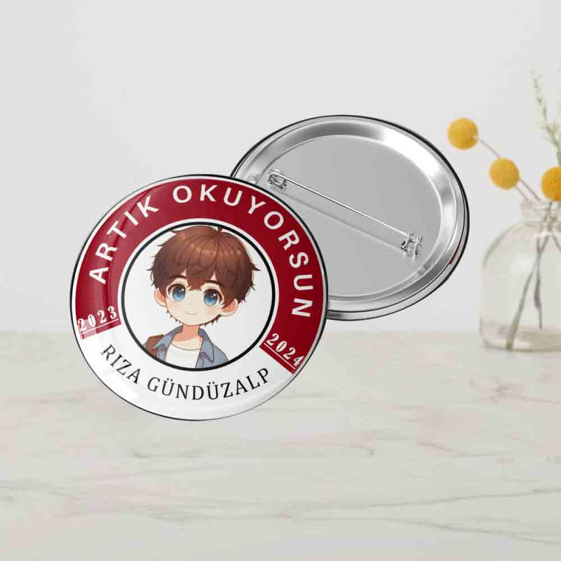 Resimli Artık Okuyorum Rozeti - Öğrencilere Özel Tasarım resimli-artik-okuyorum-rozet