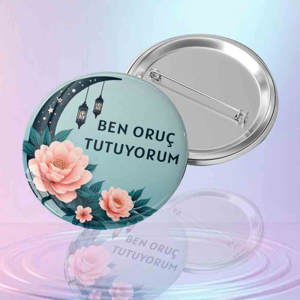 oruc-tutuyorum-hilal-igneli-rozet-mavi-ramazan-aksesuari